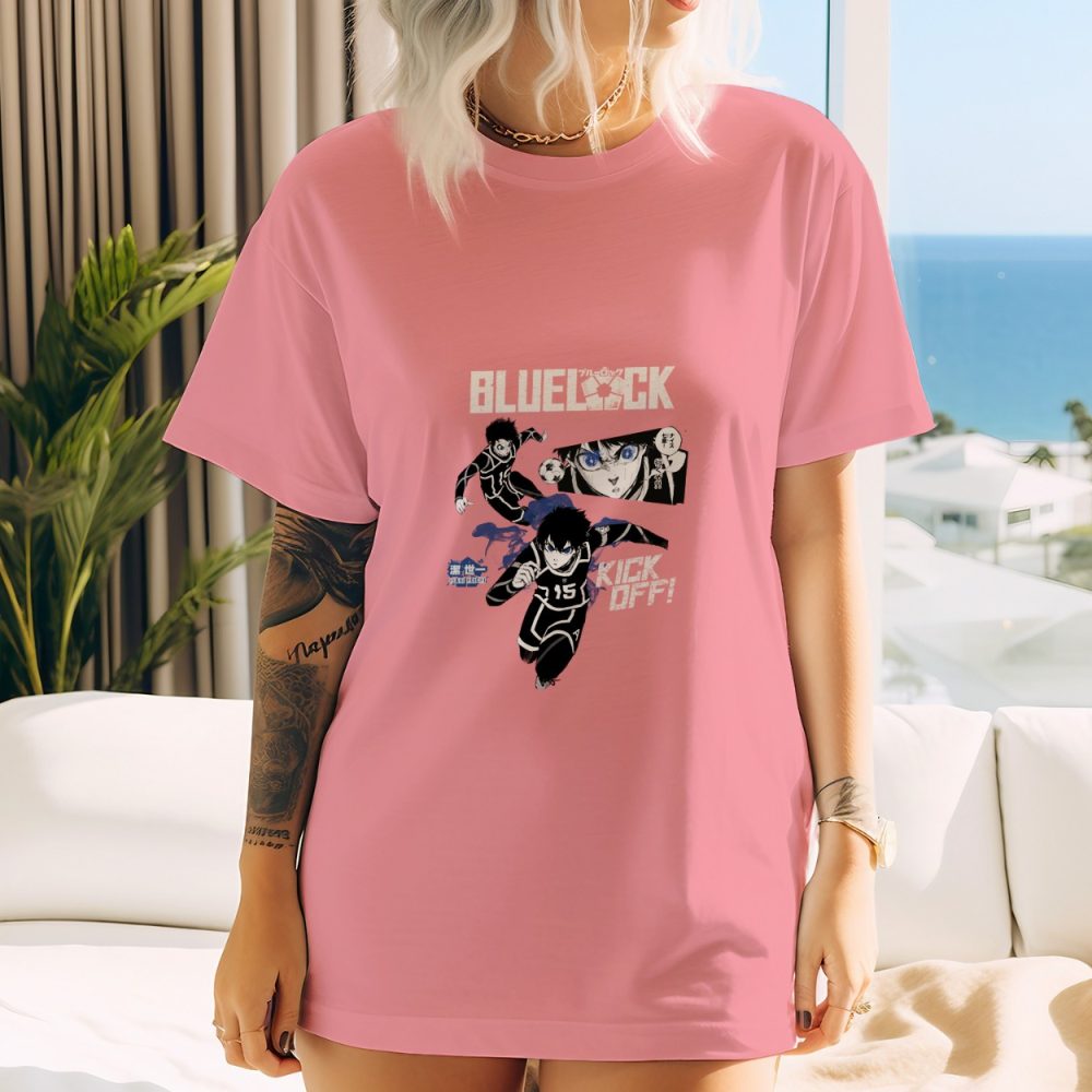T-shirt oversize coton bio Femme Bluelock avec un design de Bluelock Kick Off blanc