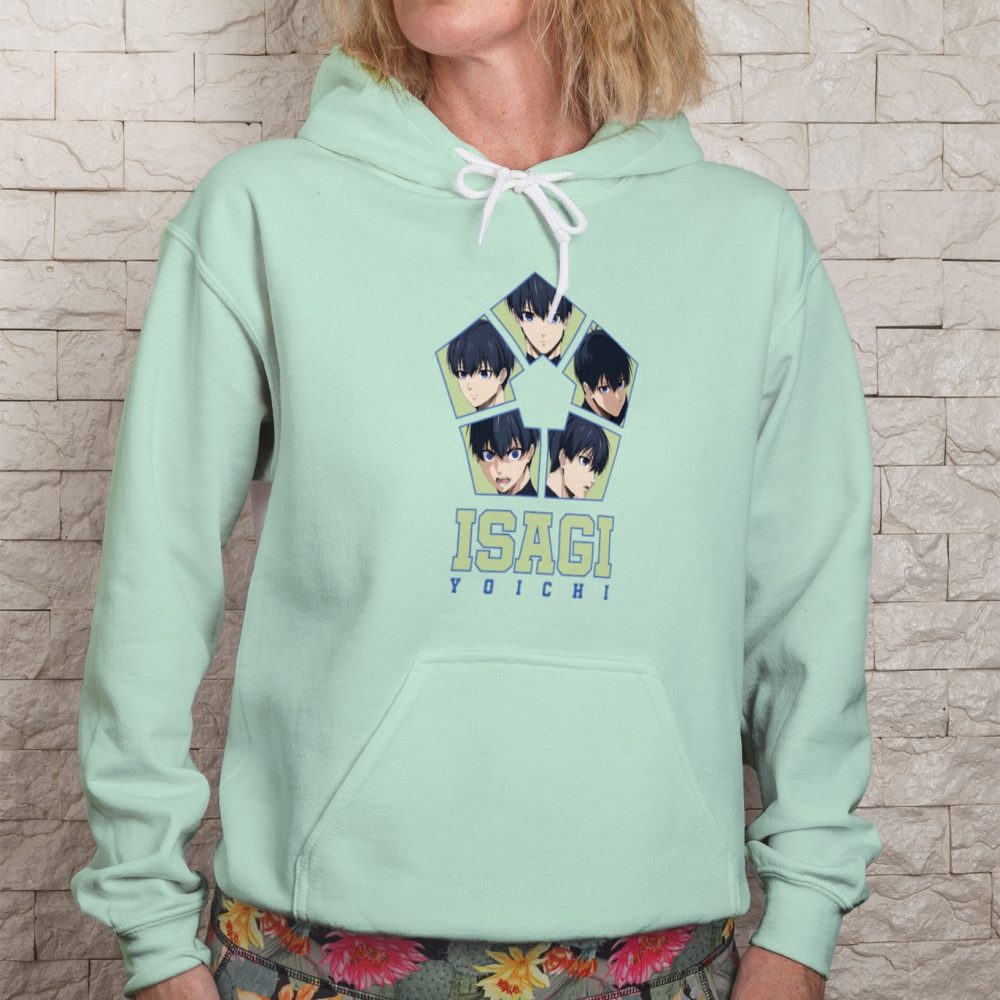 Sweat-shirt à capuche Femme Bluelock avec un design de Bluelock Isagi Yoichi bleu