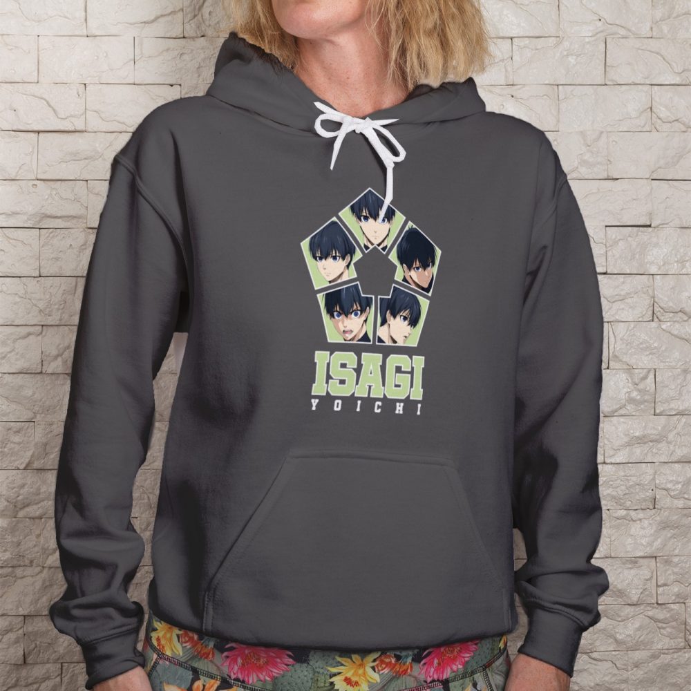 Sweat-shirt à capuche Femme Bluelock avec un design de Bluelock Isagi Yoichi blanc