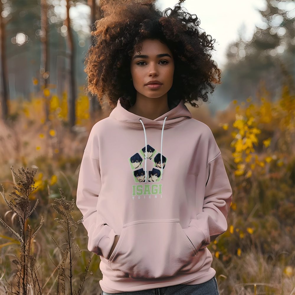 Sweat-shirt à capuche Femme Bluelock avec un design de Bluelock Isagi Yoichi blanc