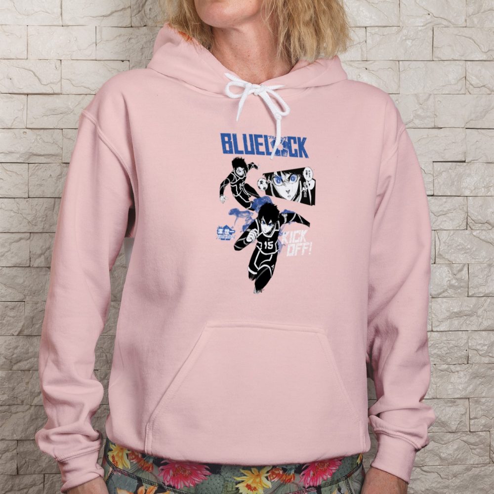 Sweat-shirt à capuche Femme Bluelock Homme avec un design de Bluelock Kick Off bleu et blanc