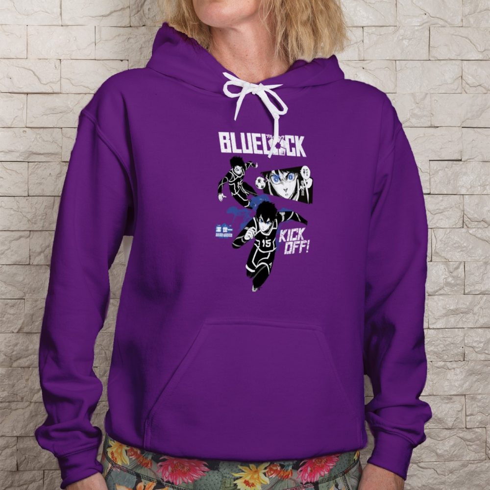Sweat-shirt à capuche Femme Bluelock avec un design de Bluelock Kick Off blanc