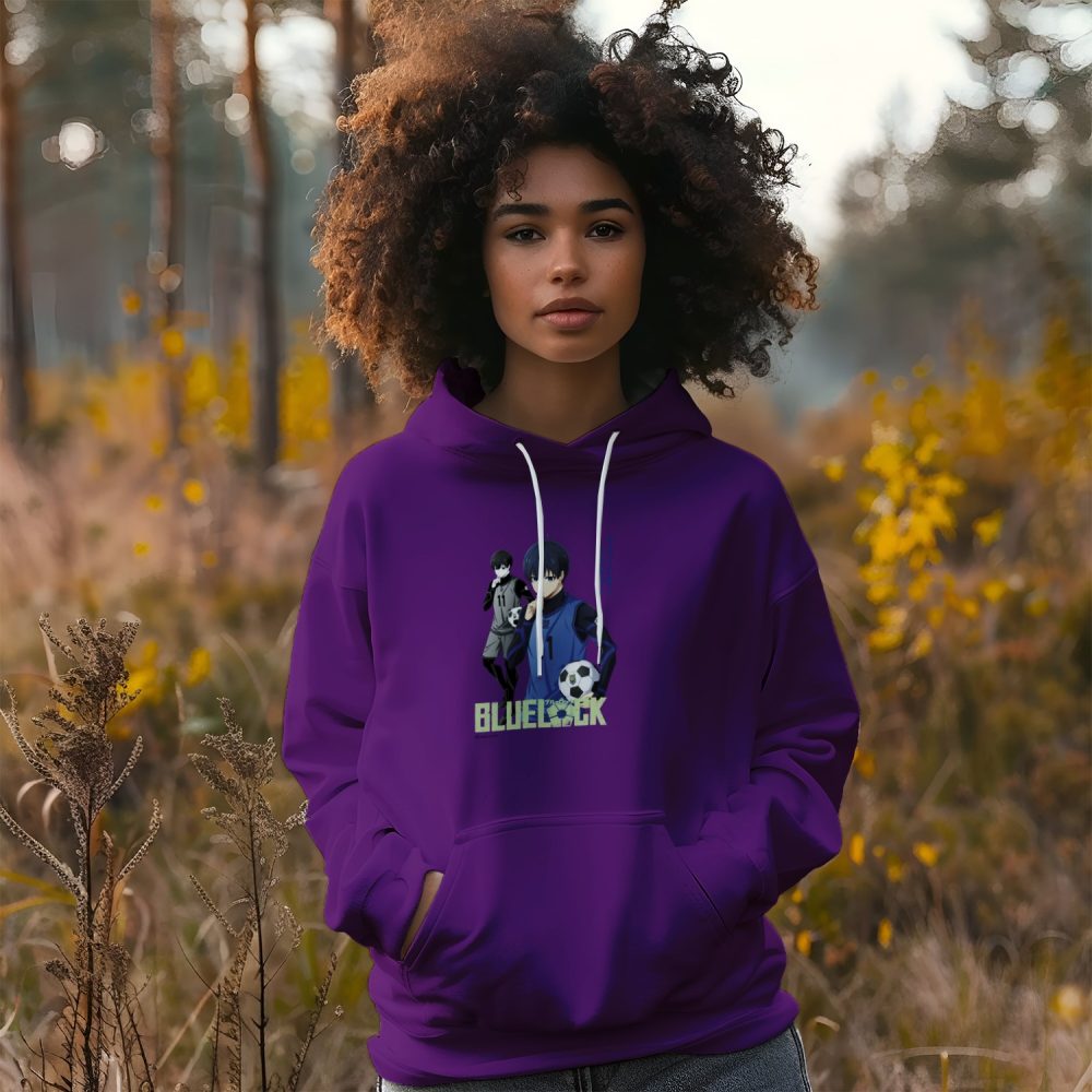 Sweat-shirt à capuche Femme Bluelock avec un design de Bluelock Isagi Yoichi 11 vert