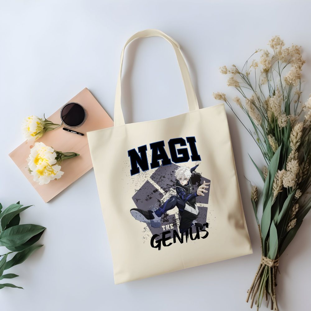 Tote bag coton bio Bluelock avec un design de Bluelock Nagi The Genuis noir