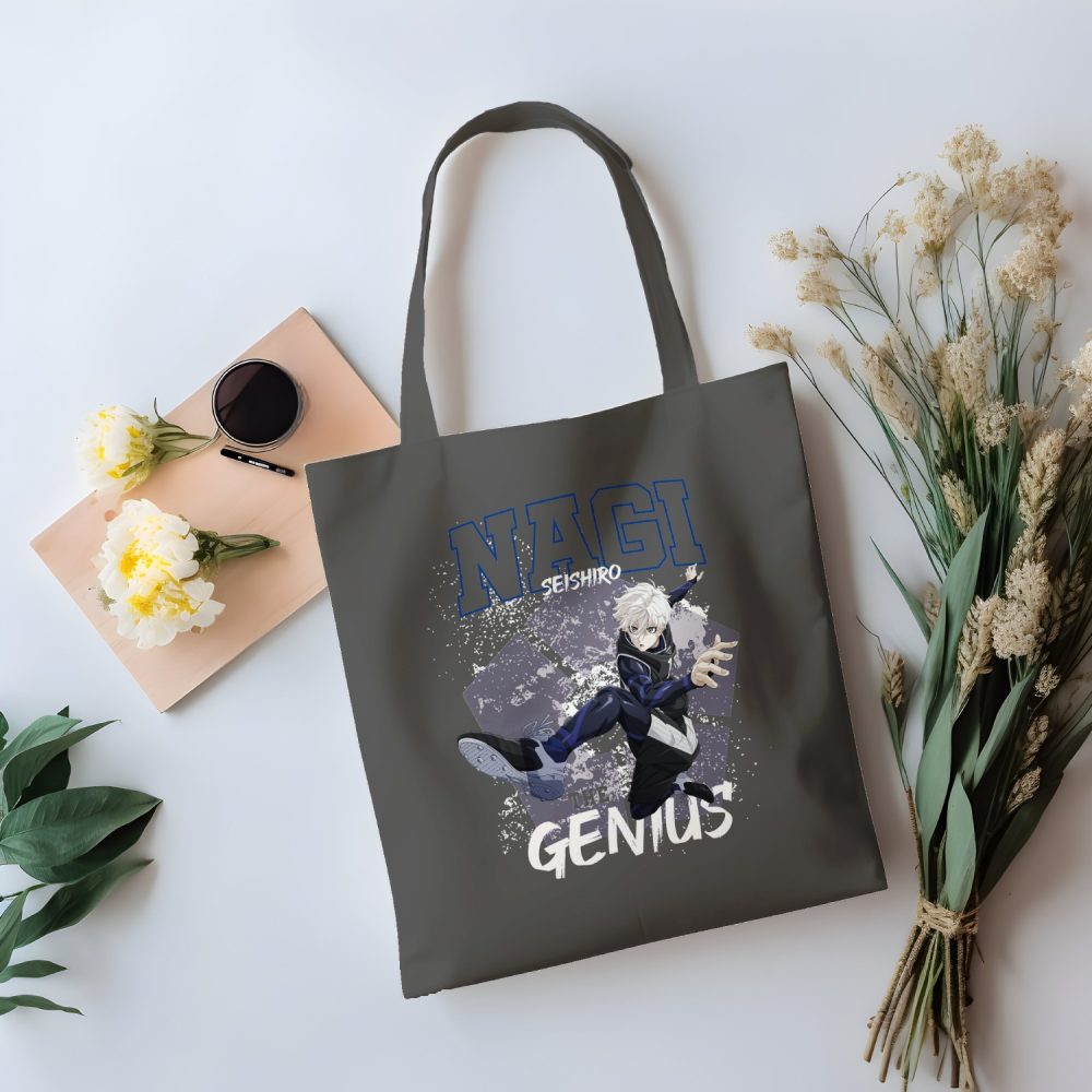 Tote bag coton bio Bluelock avec un design de Bluelock Nagi The Genuis blanc