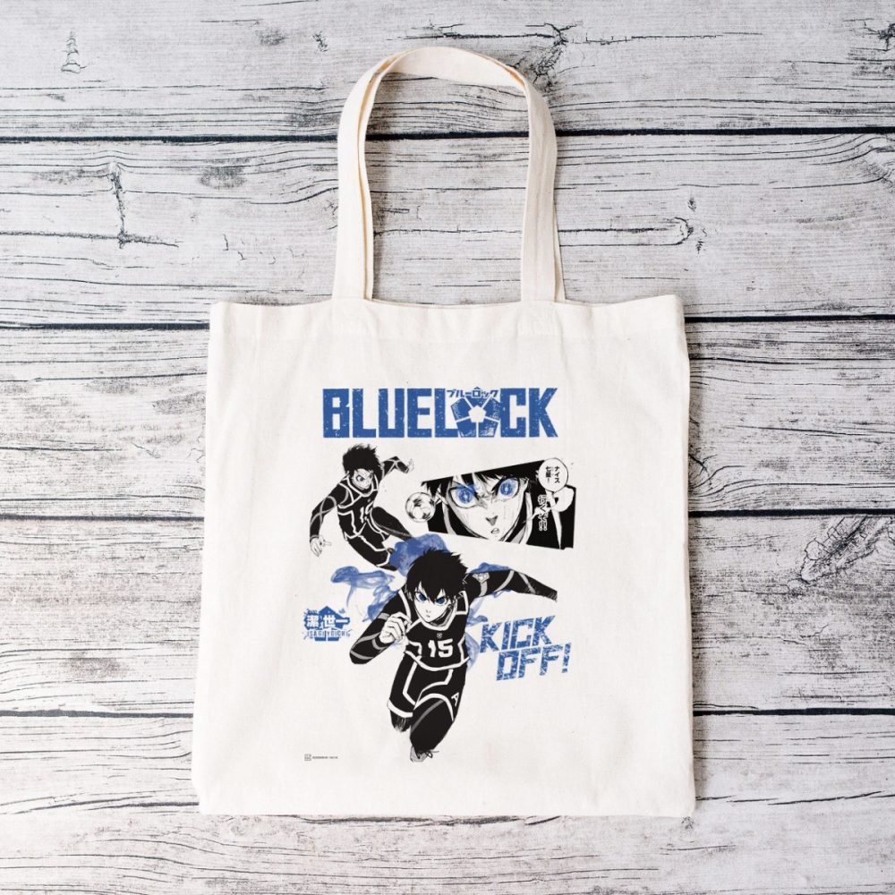 Tote bag coton bio Bluelock avec un design de Bluelock Kick Off bleu