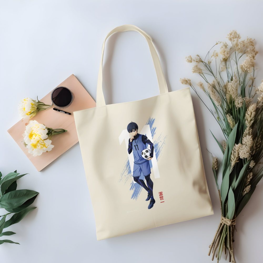 Tote bag coton bio Bluelock avec un design de Bluelock 11 blanc