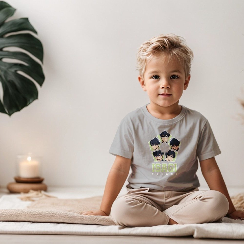 T-shirt coton bio Bébé Bluelock avec un design de Bluelock Isagi Yoichi blanc