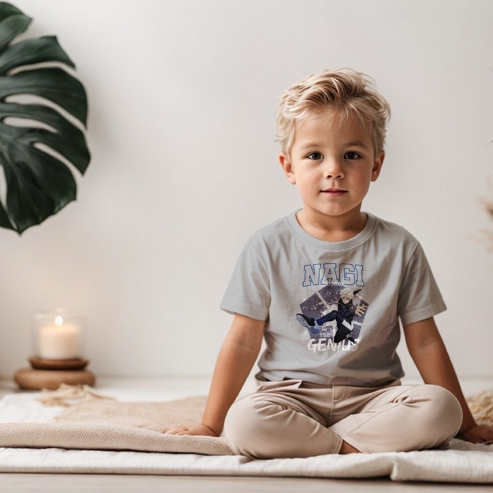 T-shirt coton bio Bébé Bluelock avec un design de Bluelock Nagi The Genuis blanc