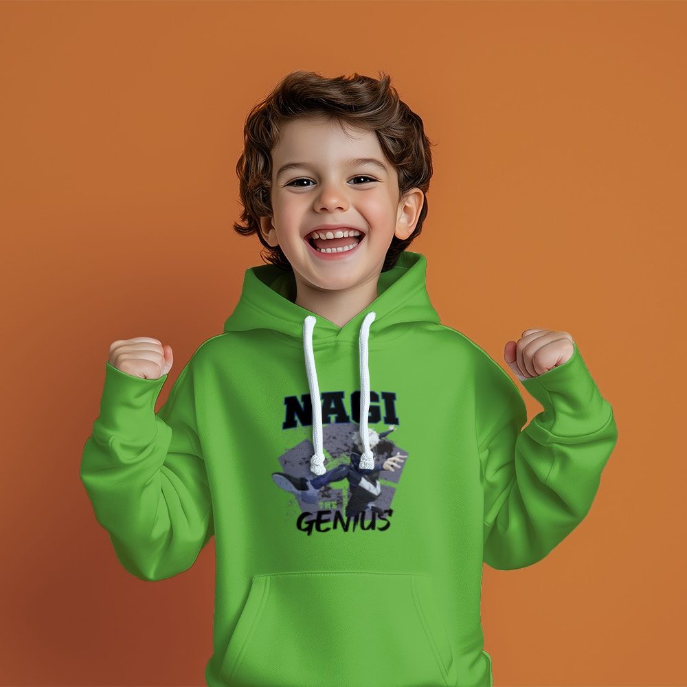 Pull à capuche Enfant Bluelock avec un design de Bluelock Nagi The Genuis noir