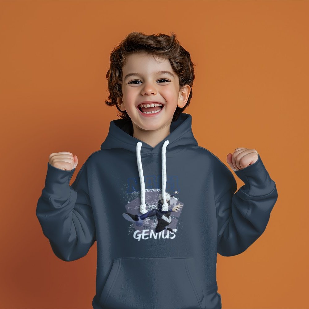 Pull à capuche Enfant Bluelock avec un design de Bluelock Nagi The Genuis blanc