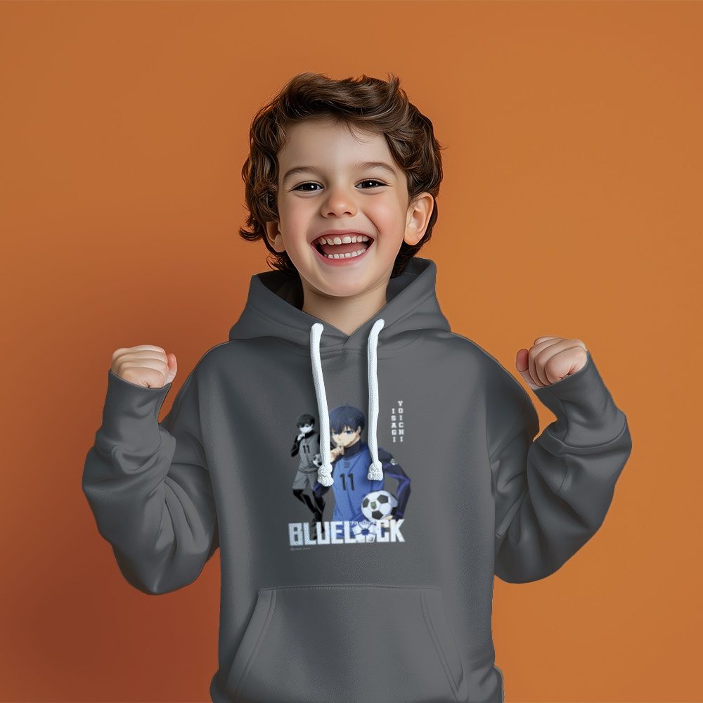 Pull à capuche Enfant Bluelock avec un design de Bluelock Isagi Yoichi 11 blanc