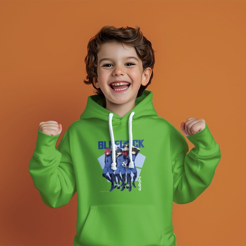 Pull à capuche Enfant Bluelock avec un design de Bluelock Team blanc