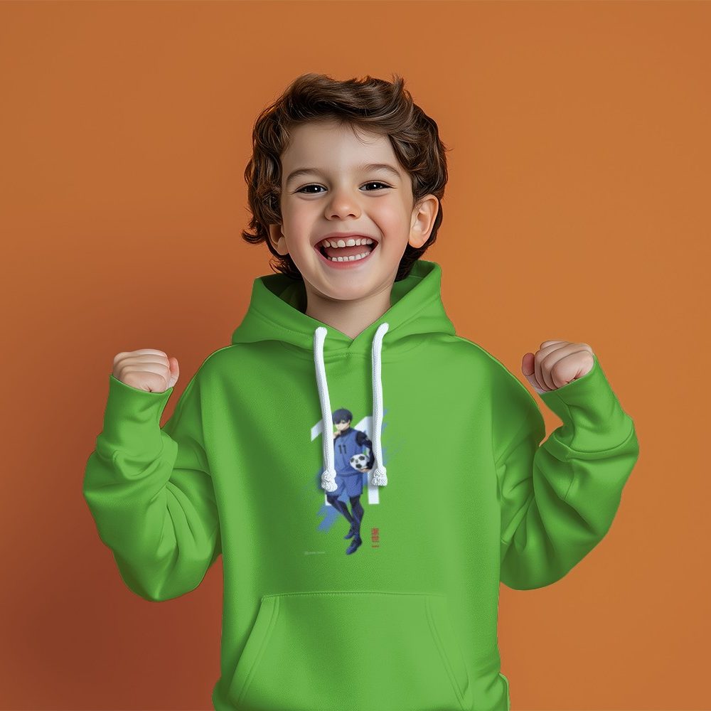 Pull à capuche Enfant Bluelock avec un design de Bluelock 11 blanc