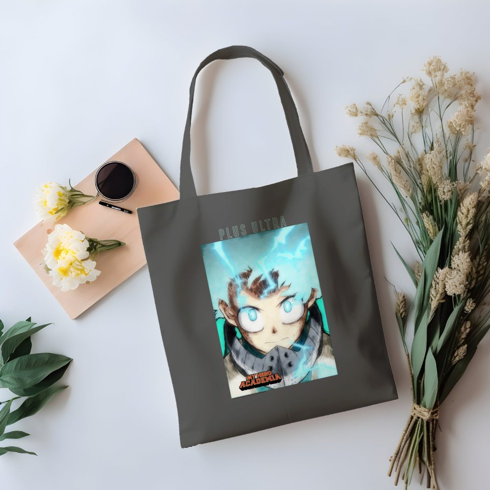 Tote bag coton bio My Hero Academia avec un design de My Hero Academia Deku noir
