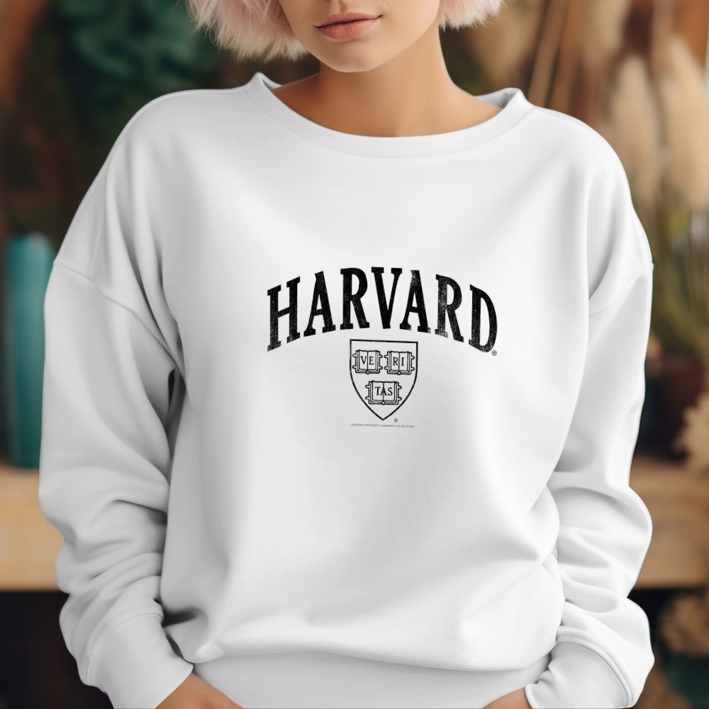 Sweat oversize coton bio Femme Harvard avec un design de Harvard Arc Écusson Used Contour noir