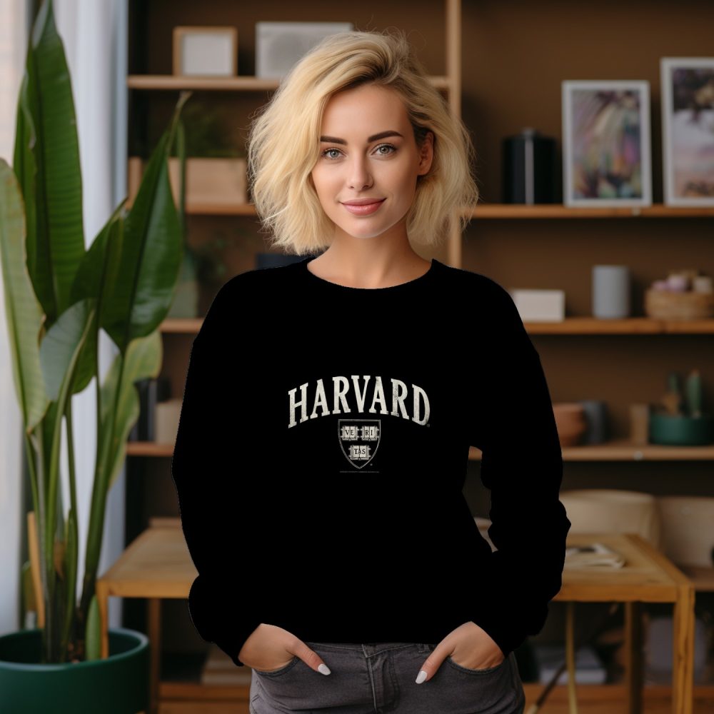 Sweat oversize coton bio Femme Harvard avec un design de Harvard Arc Écusson Used blanc