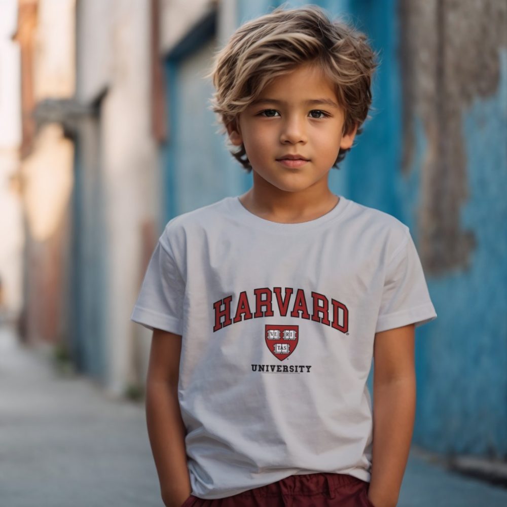 T-shirt Enfant Harvard avec un design de Harvard Arc Écusson University noir