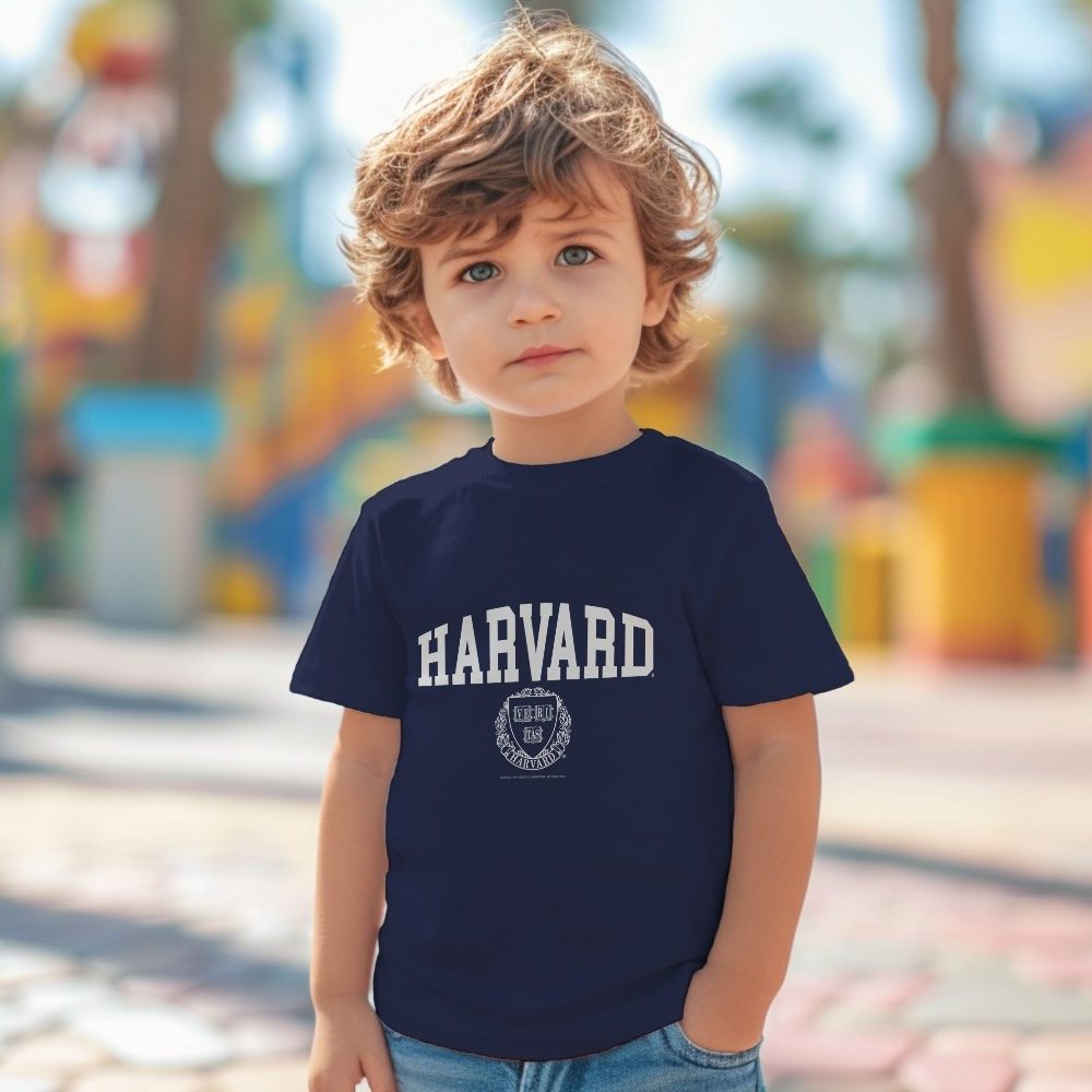 T-shirt coton bio Bébé Harvard avec un design de Harvard Écusson crème