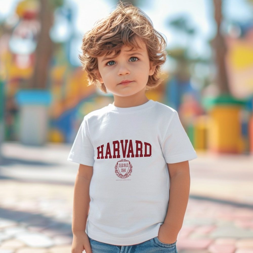 T-shirt coton bio Bébé Harvard avec un design de Harvard Écusson rouge