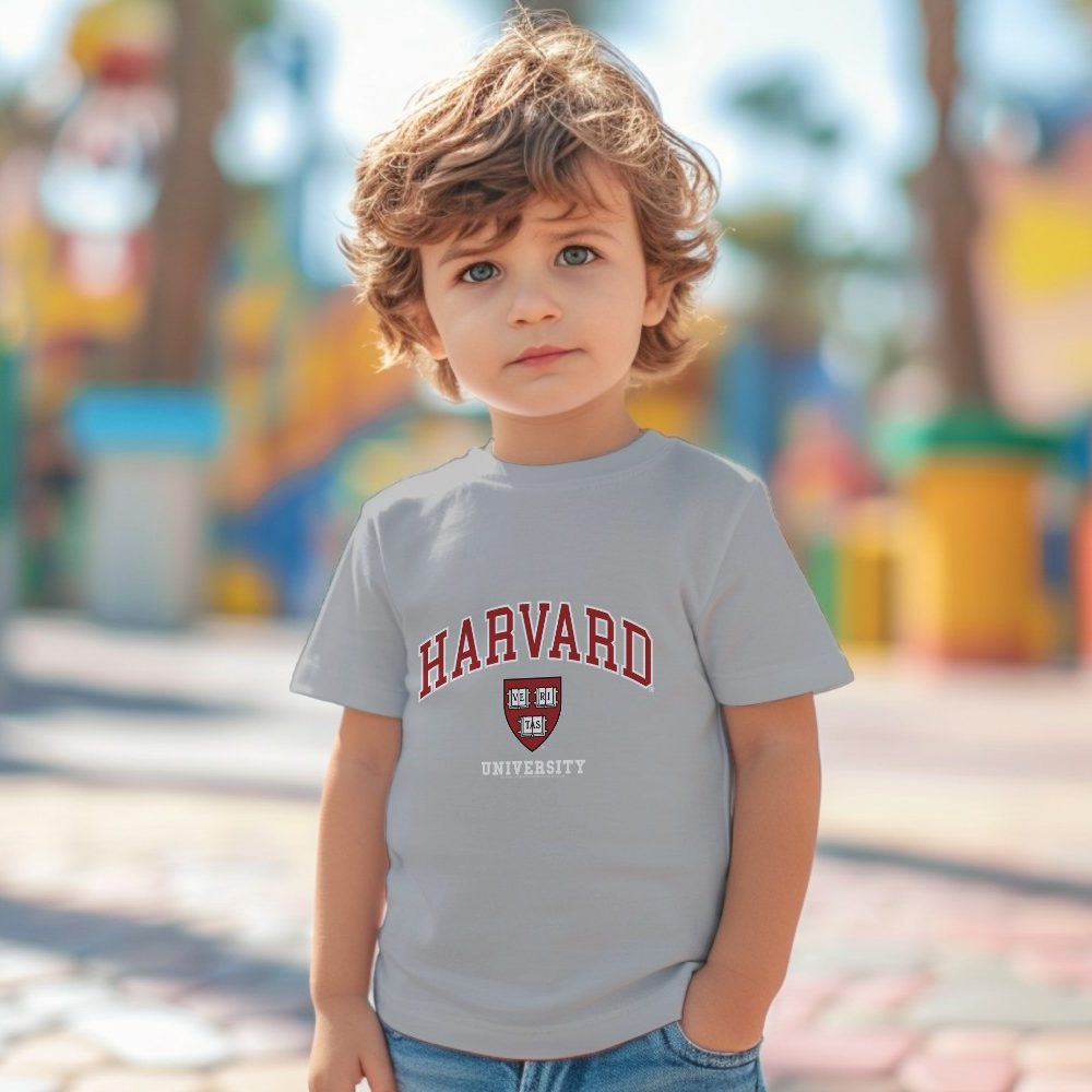 T-shirt coton bio Bébé Harvard avec un design de Harvard Arc Écusson University blanc