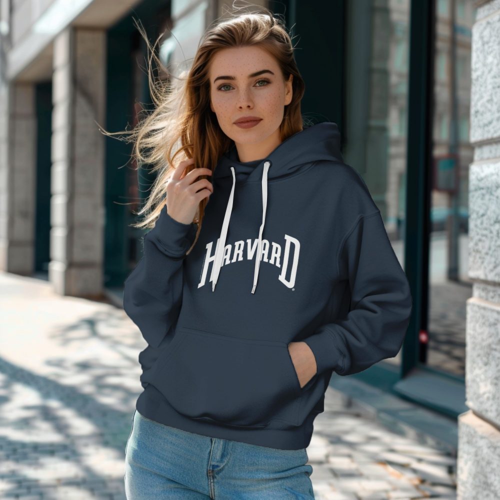 Sweat à capuche Femme Harvard avec un design de Harvard Arc blanc