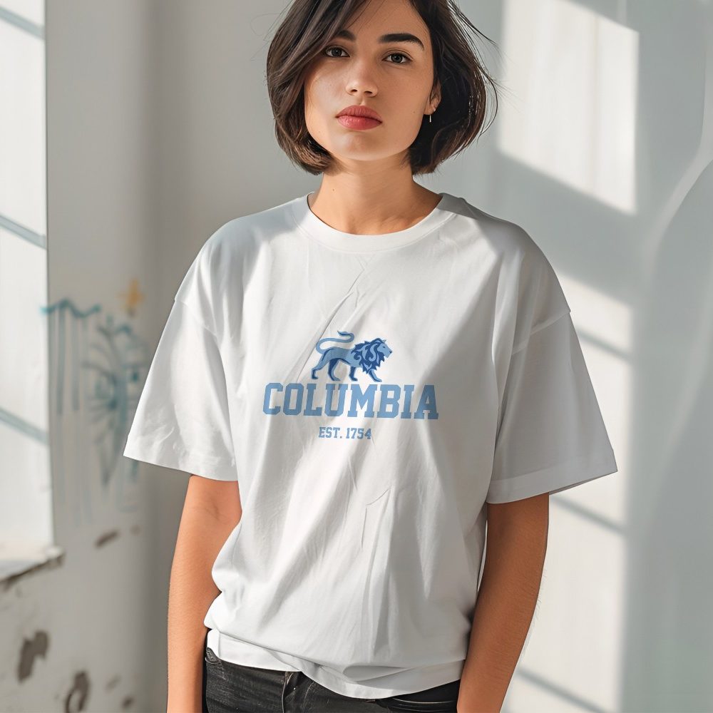 T-shirt oversize coton bio Femme Columbia avec un design de Columbia Lion bleu ciel