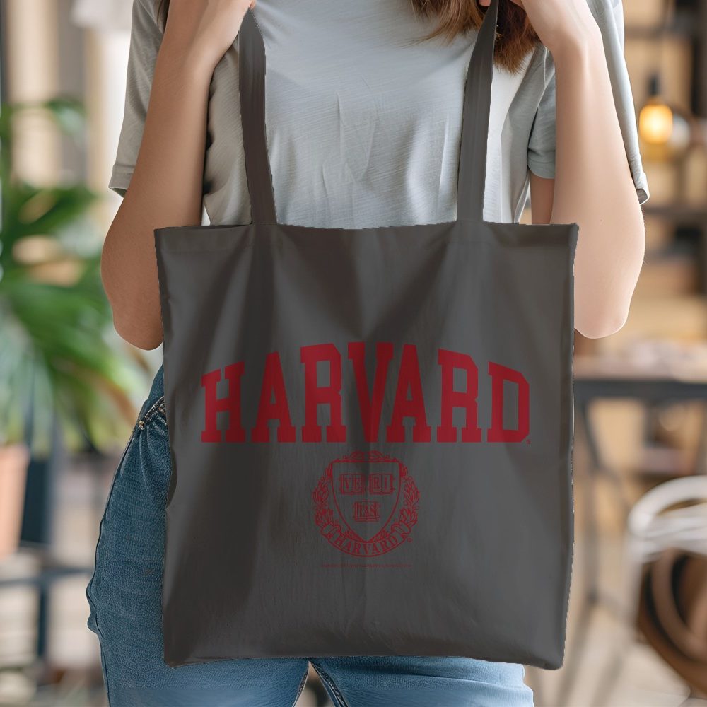Tote bag coton bio Harvard avec un design de Harvard Écusson rouge