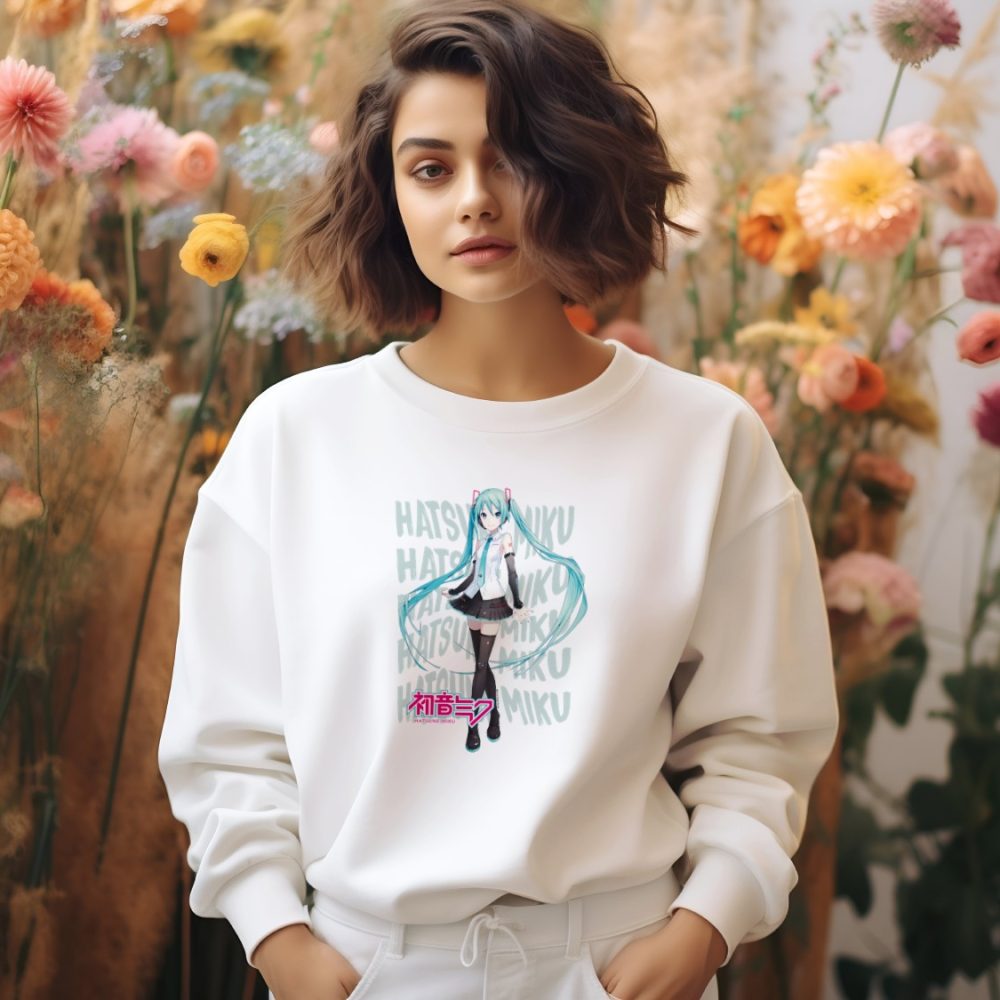 Sweat oversize coton bio Femme Hatsune Miku avec un design de Hatsune Miku Text