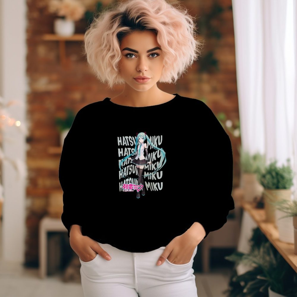 Sweat oversize coton bio Femme Hatsune Miku avec un design de Hatsune Miku Text