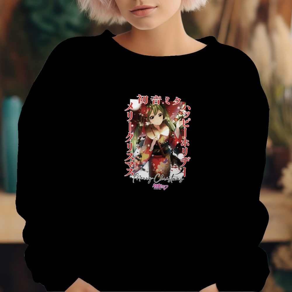 Sweat oversize coton bio Femme Hatsune Miku avec un design de Hatsune Miku Christmas