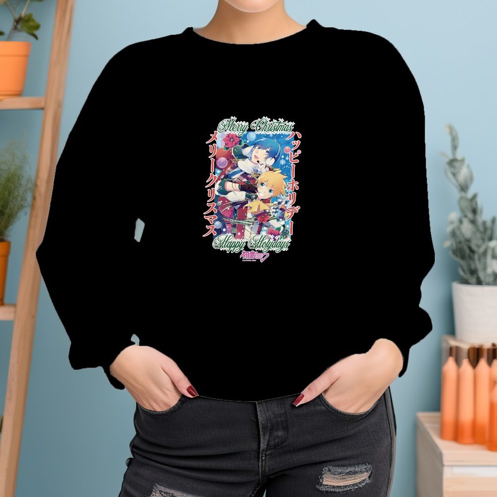 Sweat oversize coton bio Femme Hatsune Miku avec un design de Hatsune Miku Christmas Holidays
