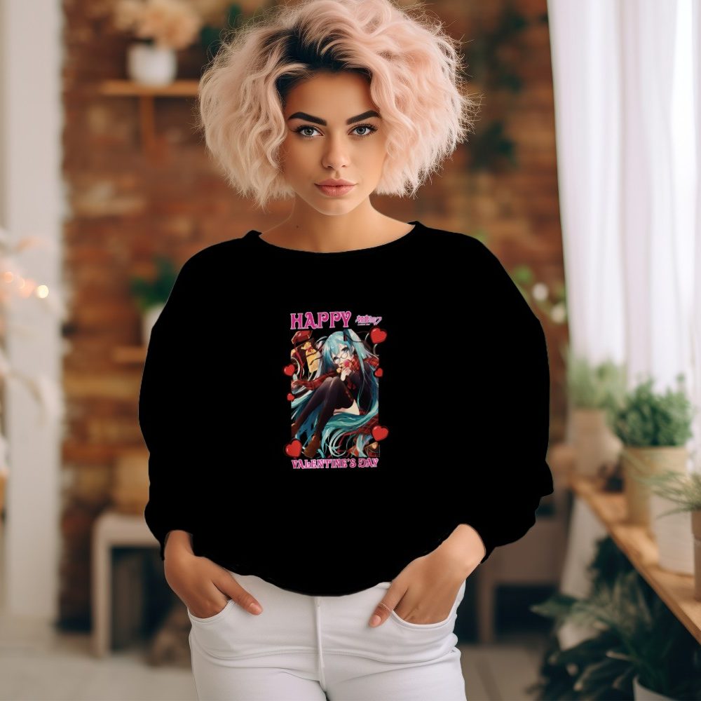Sweat oversize coton bio Femme Hatsune Miku avec un design de Hatsune Miku Valentine