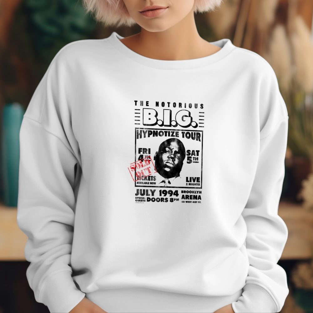 Sweat oversize coton bio Femme The notorious B.I.G avec un design de The Notorious B.I.G. Hypnotize Tour noir