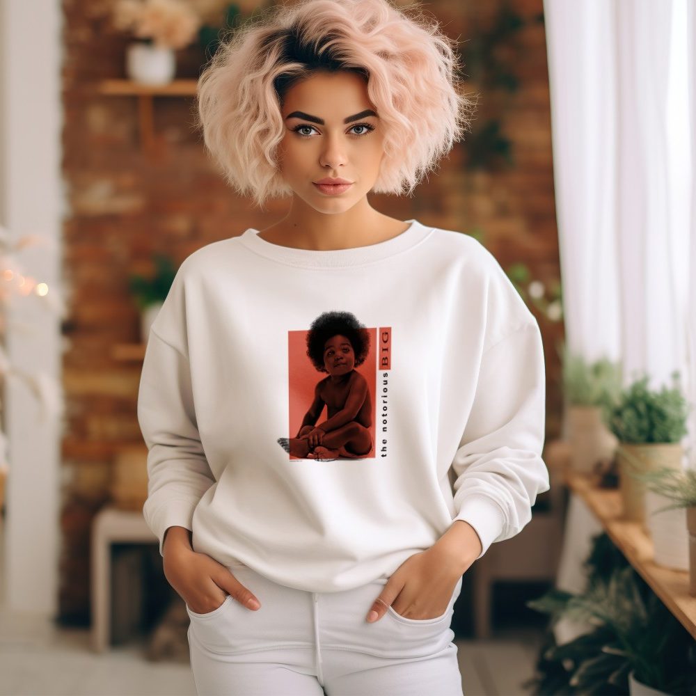 Sweat oversize coton bio Femme The notorious B.I.G avec un design de The Notorious B.I.G. Baby orange