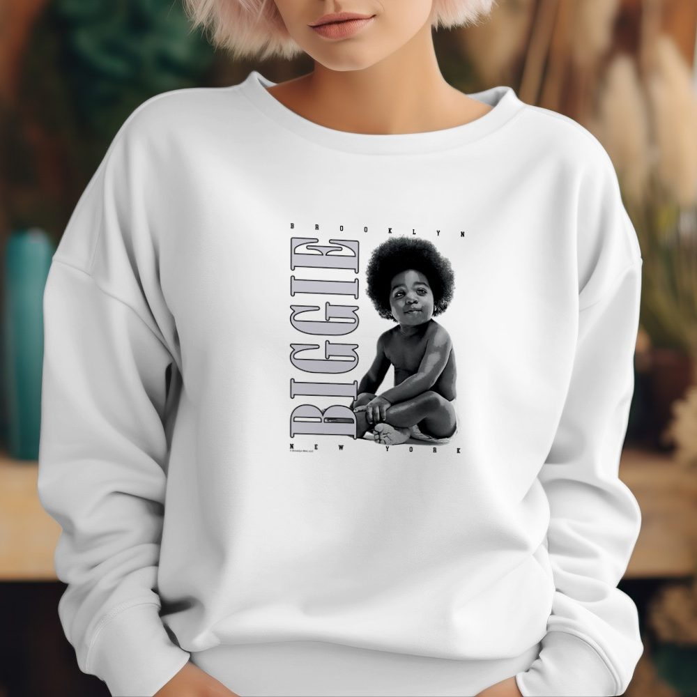 Sweat oversize coton bio Femme The notorious B.I.G avec un design de The Notorious B.I.G. Baby gris