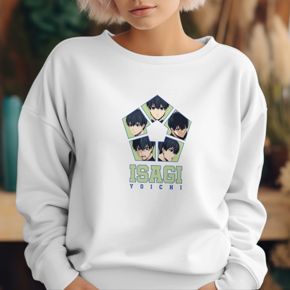 Sweat oversize coton bio Femme Bluelock avec un design de Bluelock Isagi Yoichi bleu