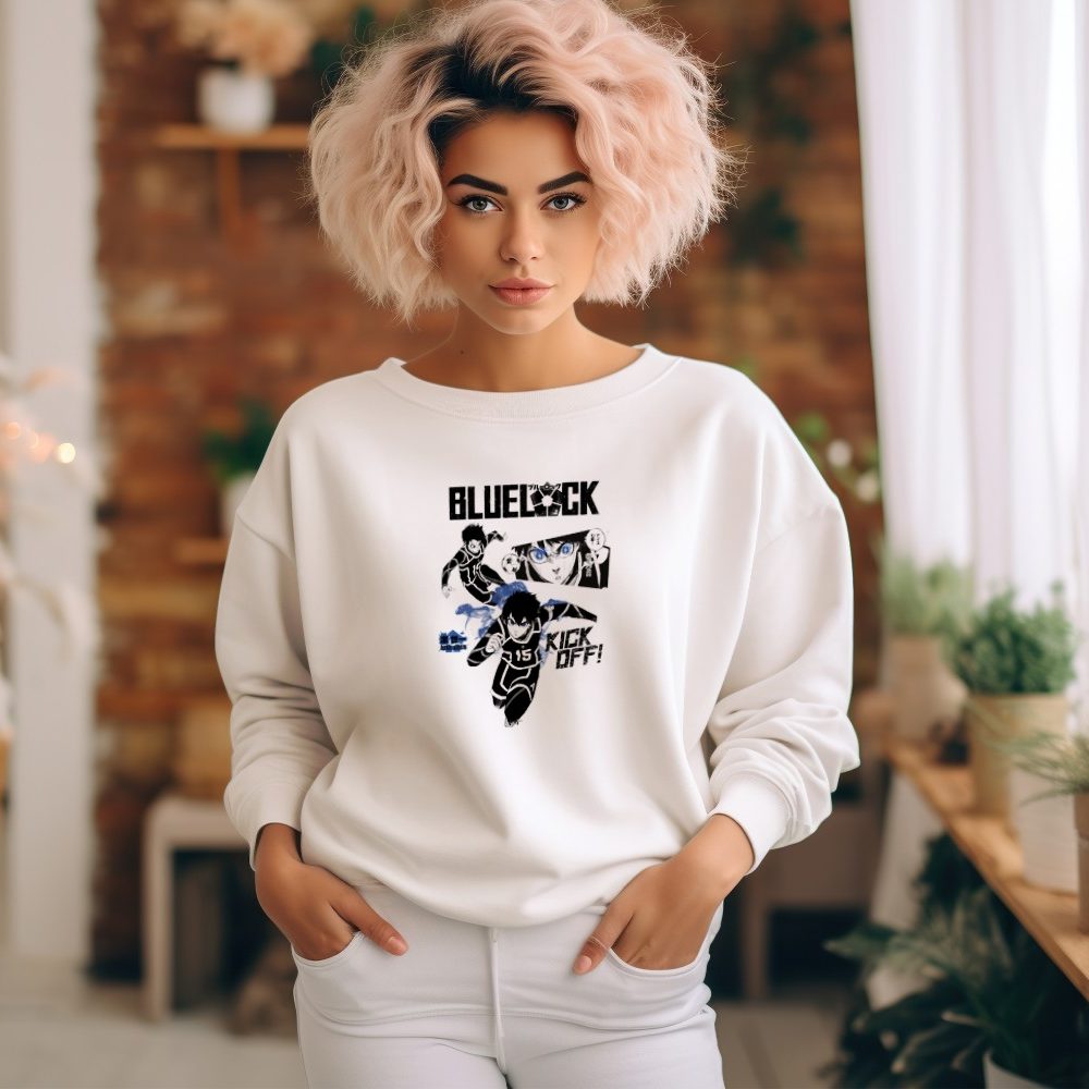 Sweat oversize coton bio Femme Bluelock avec un design de Bluelock Kick Off noir