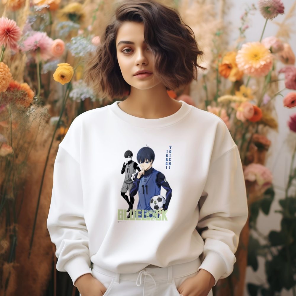 Sweat oversize coton bio Femme Bluelock avec un design de Bluelock Isagi Yoichi 11 vert