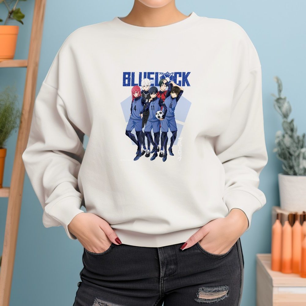 Sweat oversize coton bio Femme Bluelock Homme avec un design de Bluelock Team blanc