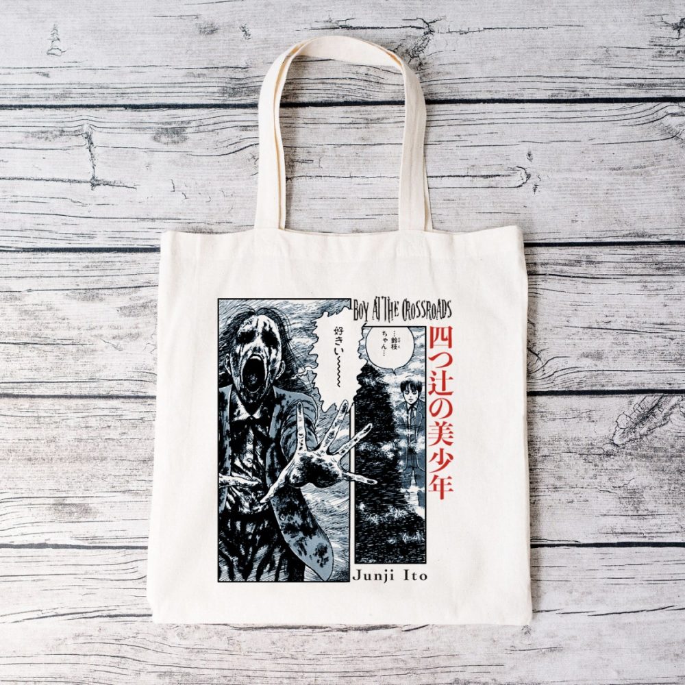 Tote bag coton bio Junji Ito Collection avec un design de Junji Ito Collection Crossroads BD
