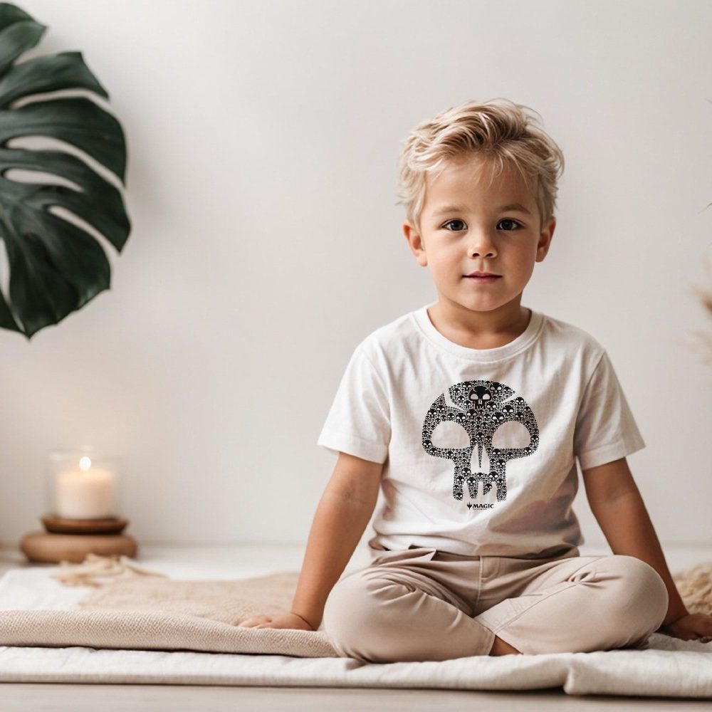 T-shirt coton bio Bébé Magic The Gathering avec un design de MTG Skull