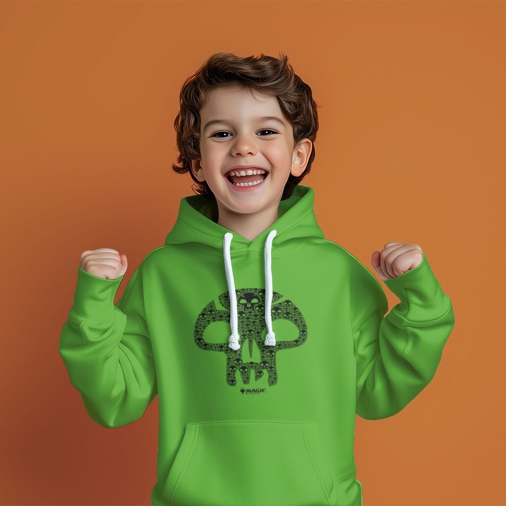 Pull à capuche Enfant Magic The Gathering avec un design de MTG Skull