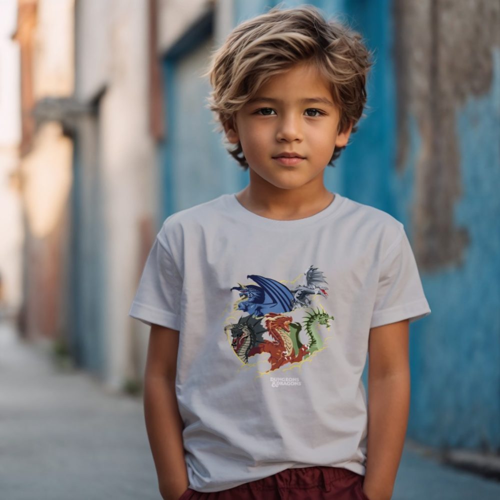 T-shirt Enfant Dungeons & Dragons avec un design de D&D Dragons Color blanc