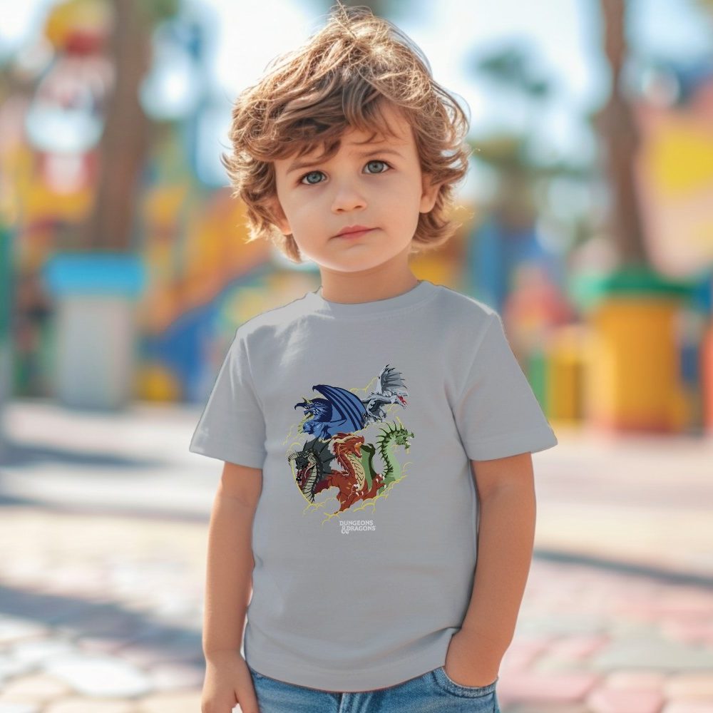 T-shirt coton bio Bébé Dungeons & Dragons Enfant avec un design de D&D Dragons Color blanc