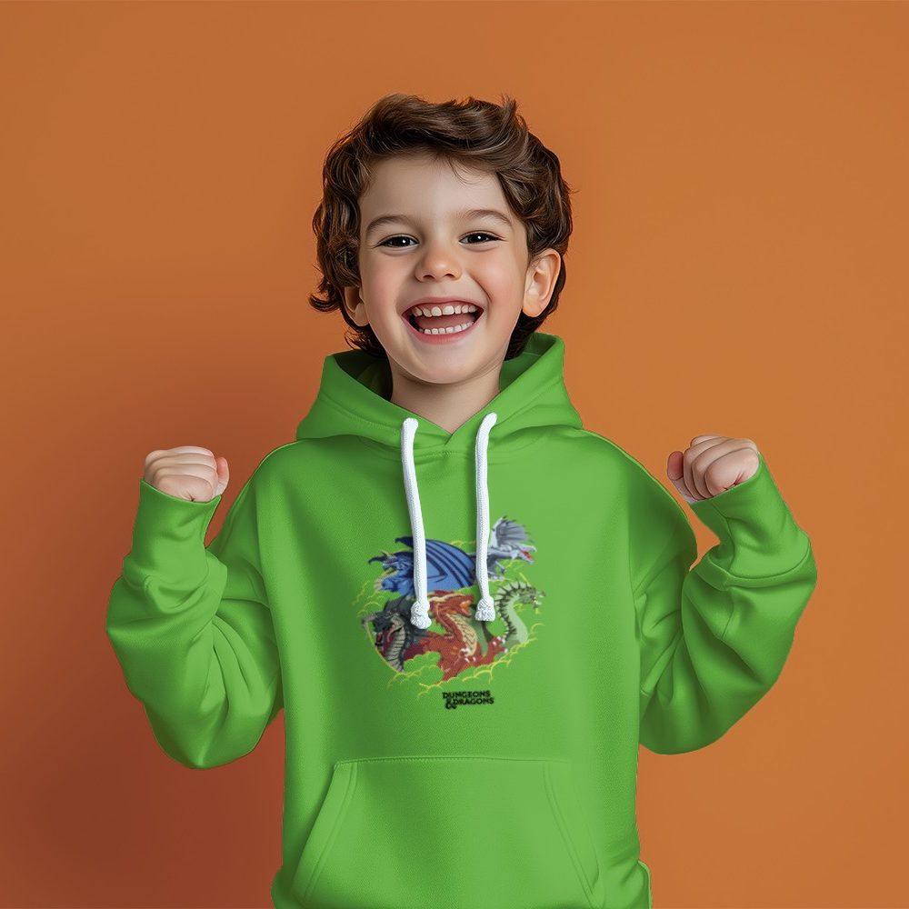 Pull à capuche Enfant Dungeons & Dragons avec un design de D&D Dragons Color noir