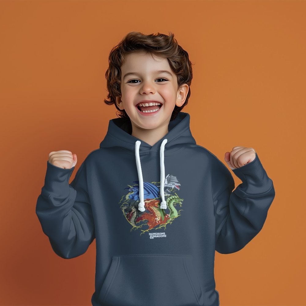 Pull à capuche Enfant Dungeons & Dragons avec un design de D&D Dragons Color blanc