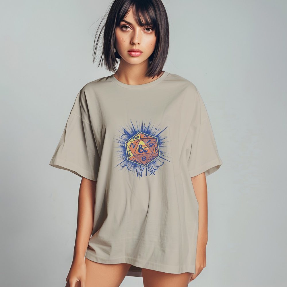 T-shirt oversize coton bio Femme Dungeons & Dragons avec un design de D&D Dés