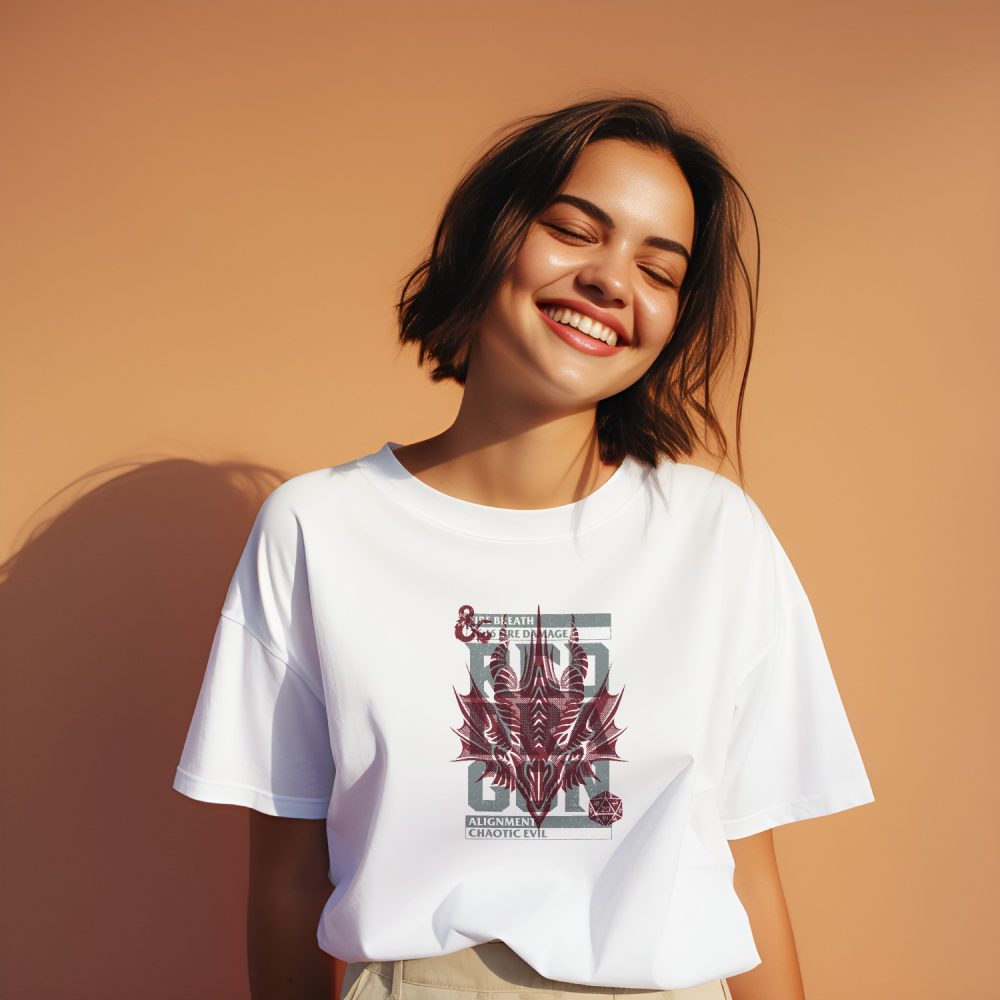 T-shirt oversize coton bio Femme Dungeons & Dragons avec un design de D&D Chaotic Evil