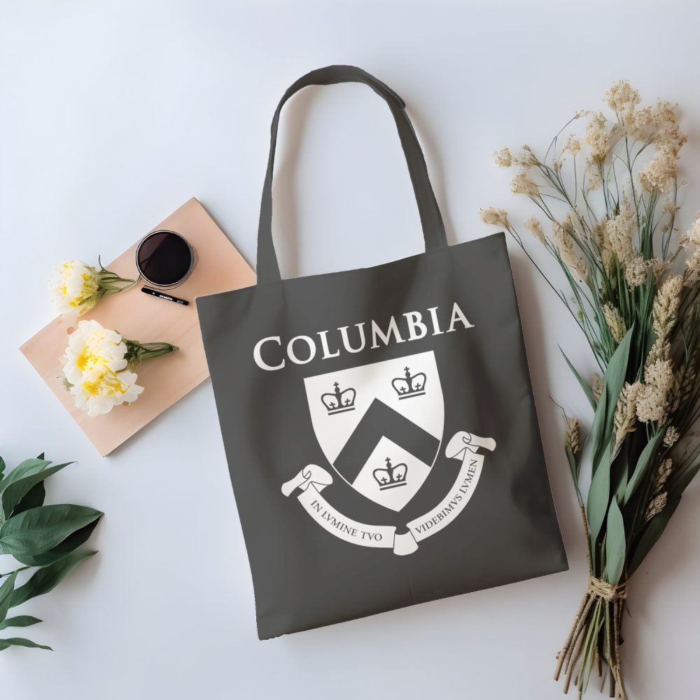 Tote bag coton bio Columbia avec un design de Columbia Blason blanc